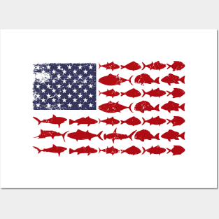 American Flag Fishing Posters and Art